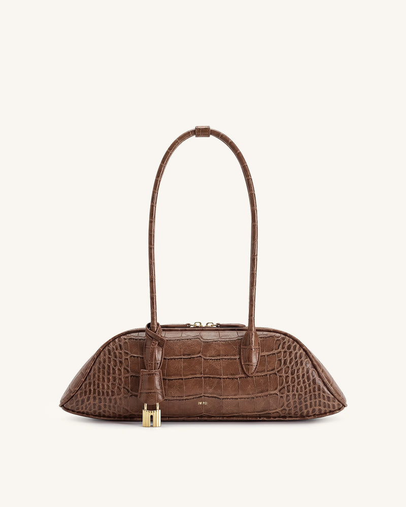 Zora Shoulder Bag - Brown Croc