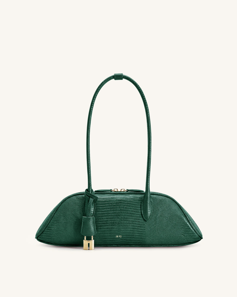 Zora Shoulder Bag - Dark Green Lizard Texture