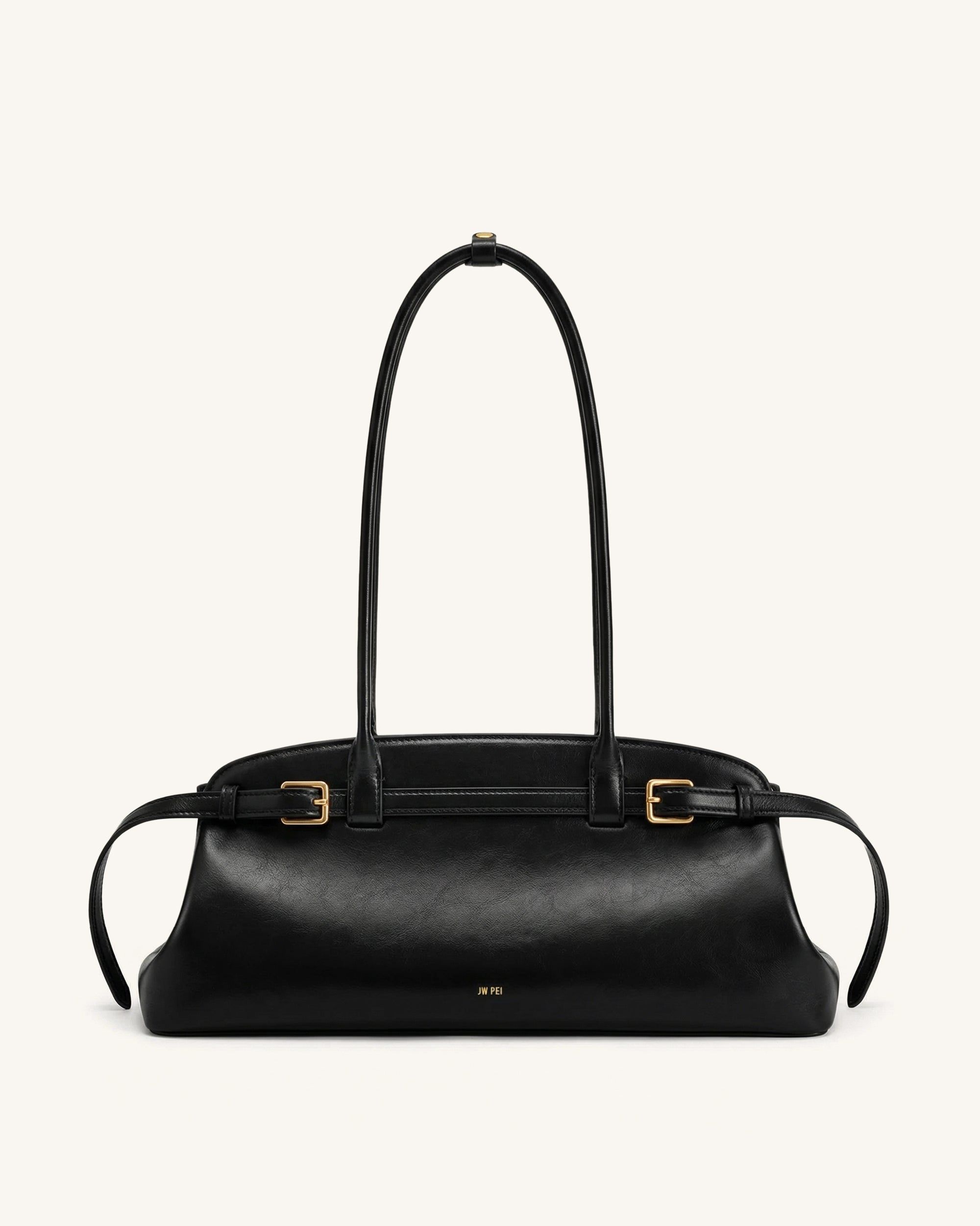 Arden Belt Detail East-West Shoulder Bag - Black