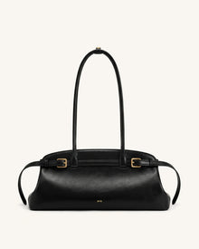 Arden Belt Detail East-West Shoulder Bag - Black
