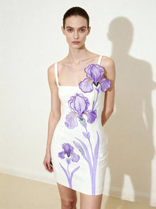 Iris Floral Print Strappy Bodycon Mini Dress - White