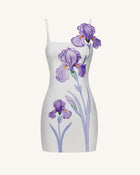 Iris Floral Print Strappy Bodycon Mini Dress - White