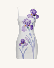 Iris Floral Print Strappy Bodycon Mini Dress - White