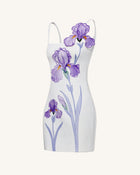 Iris Floral Print Strappy Bodycon Mini Dress - White