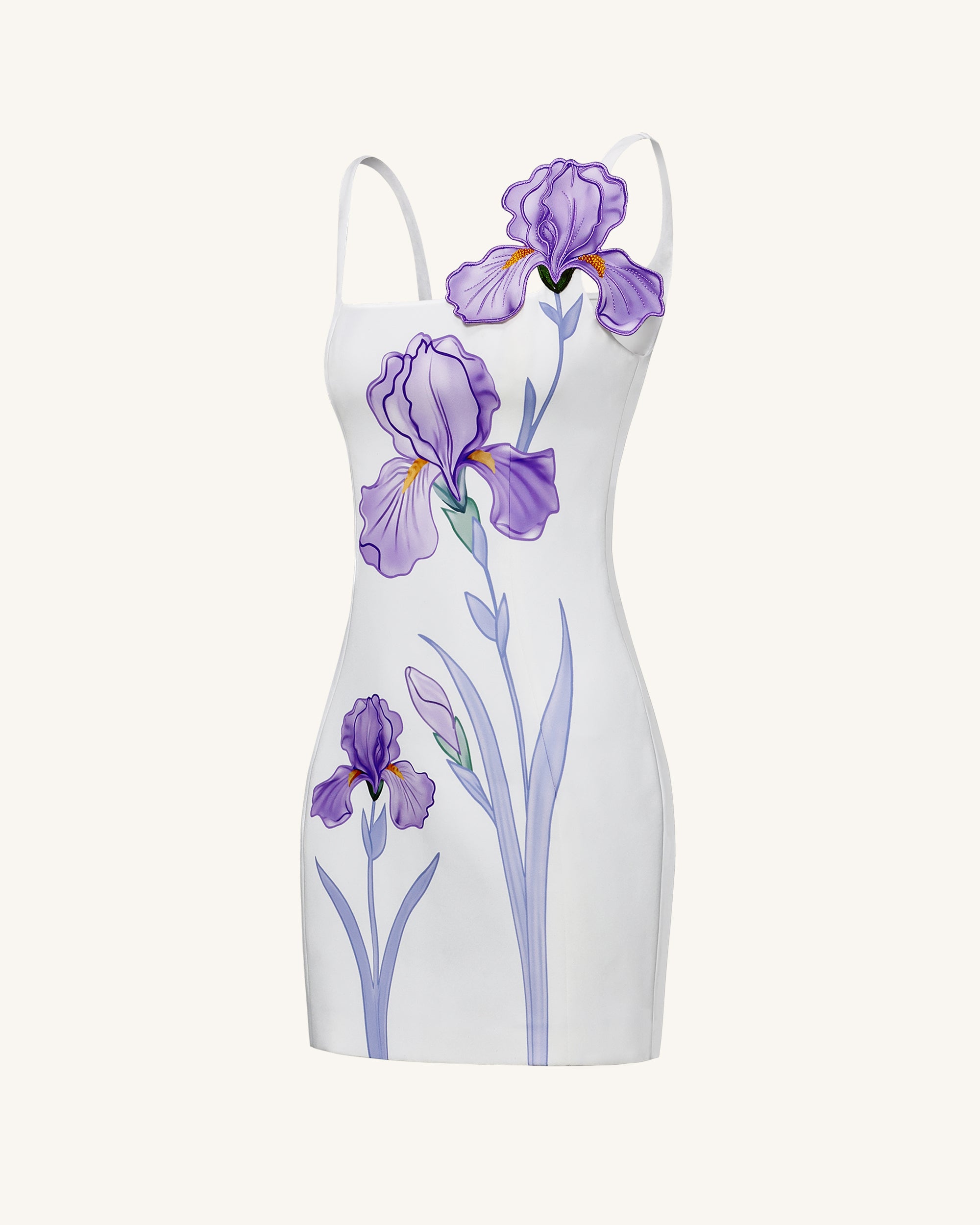 Iris Floral Print Strappy Bodycon Mini Dress - White