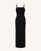 Flower Embroidered Dress - Black/Pink