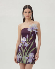 Floral Printed Mini Dress - Purple