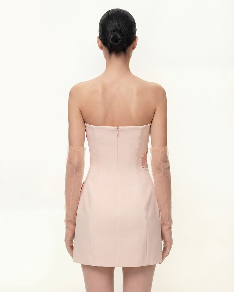 Iris Floral Print Strapless Dress - Pink