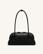 Aveline Woven Textured Shoulder Bag - Black