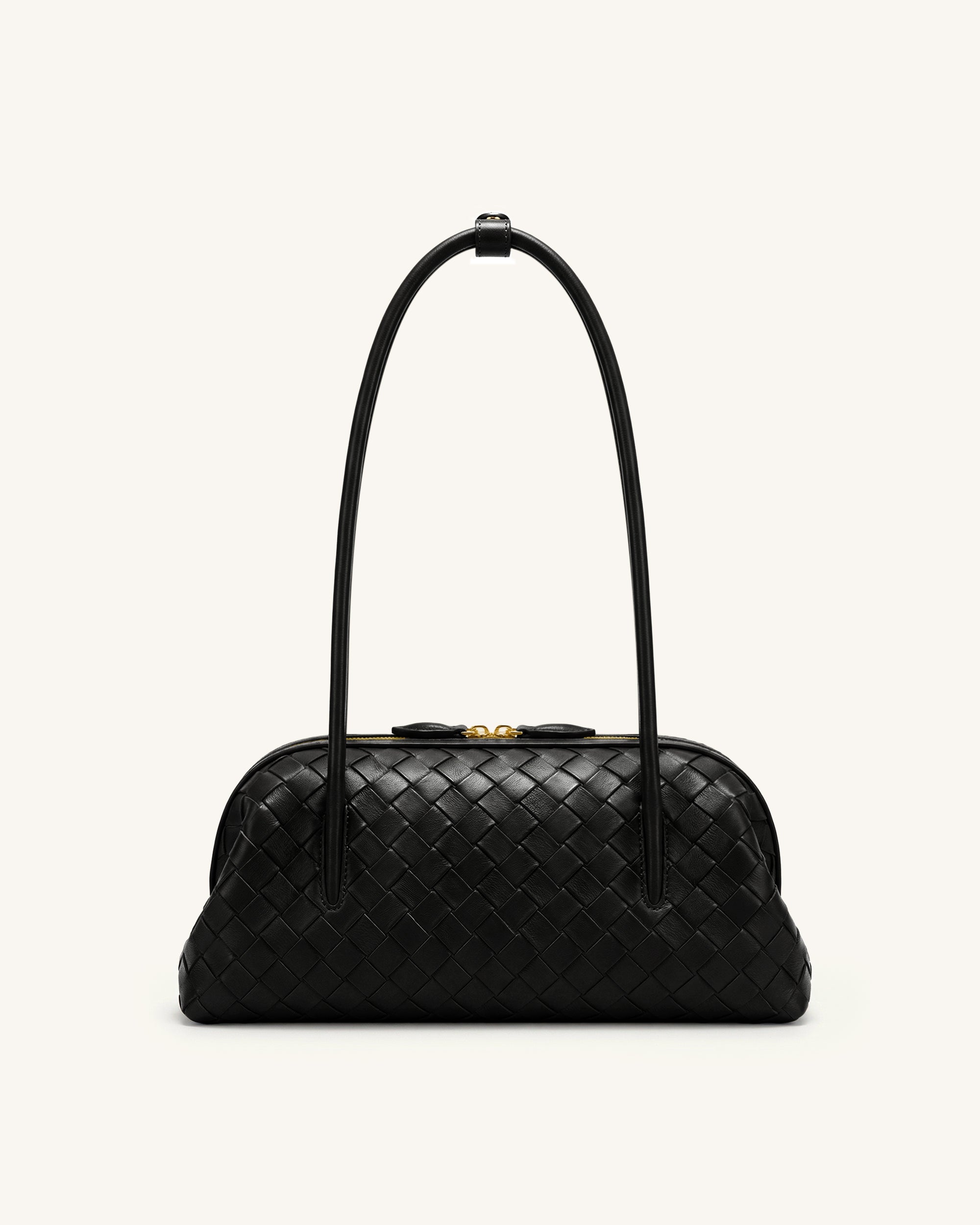 Aveline Woven Textured Shoulder Bag - Black