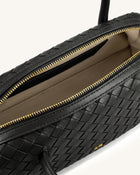 Aveline Woven Textured Shoulder Bag - Black