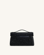 Thea Artificial Crystal Top Handle Bag - Black