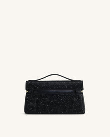 Thea Artificial Crystal Top Handle Bag - Black