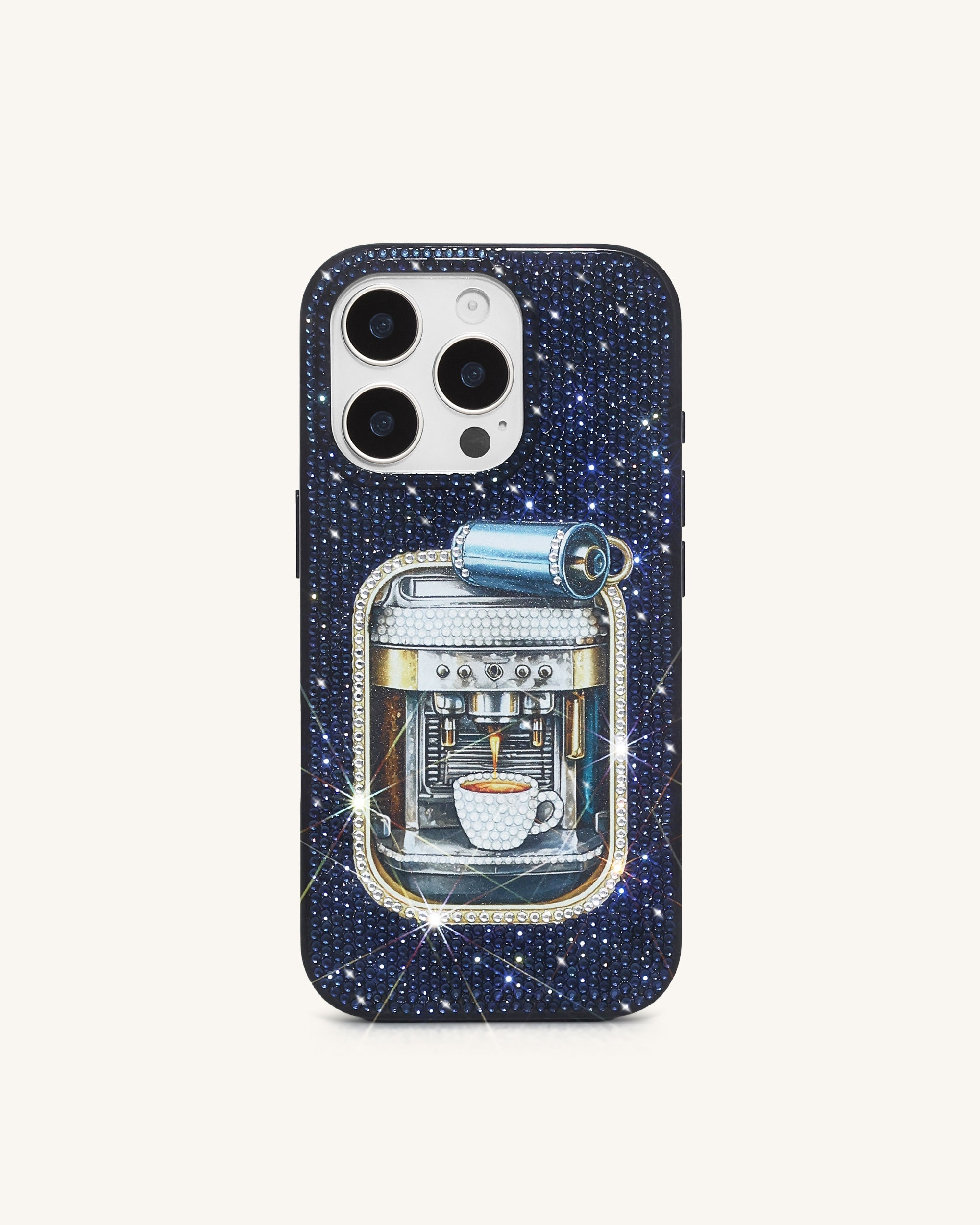 Coffee Tin Artificial Crystal Phone Case - Blue Coffee Tin Artificial Crystal Phone Case - Blue