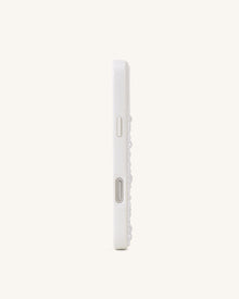 Butterfly Pearl Embellished Phone Case - White
