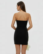 Orchid Embroidered Floral Appliqué Strapless Mini Dress - Black Yellow