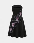 Orchid Embroidered Strapless A-Line Midi Dress - Black Purple