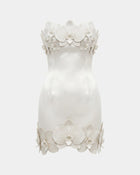 Orchid Trim Strapless Mini Dress - White