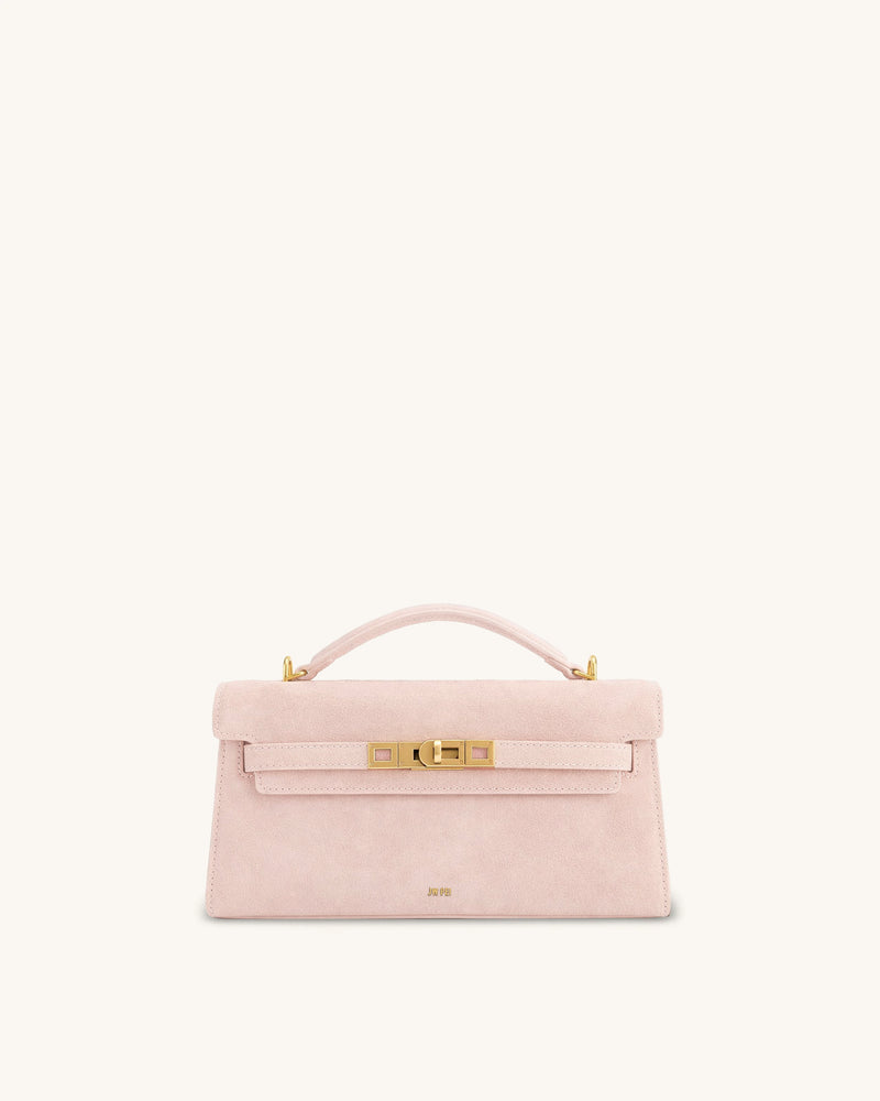 Noor Faux Suede Top Handle Bag - Pink