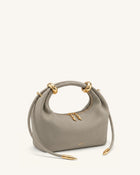 Ellie Faux Suede Metal Ring Embellished Top Handle Bag - Grey