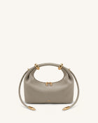 Ellie Faux Suede Metal Ring Embellished Top Handle Bag - Grey