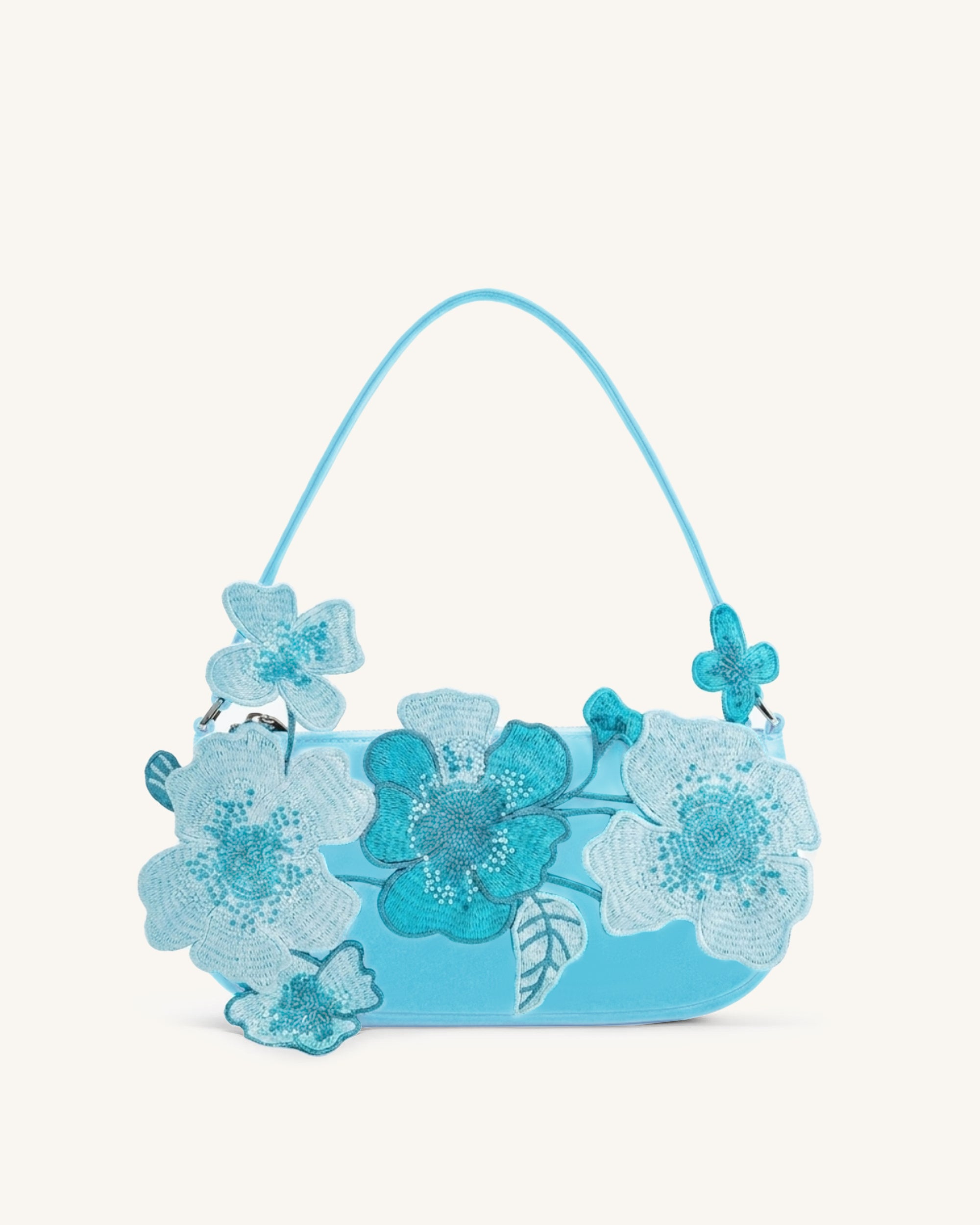 Leona Bead Embellished Shoulder Bag - Blue