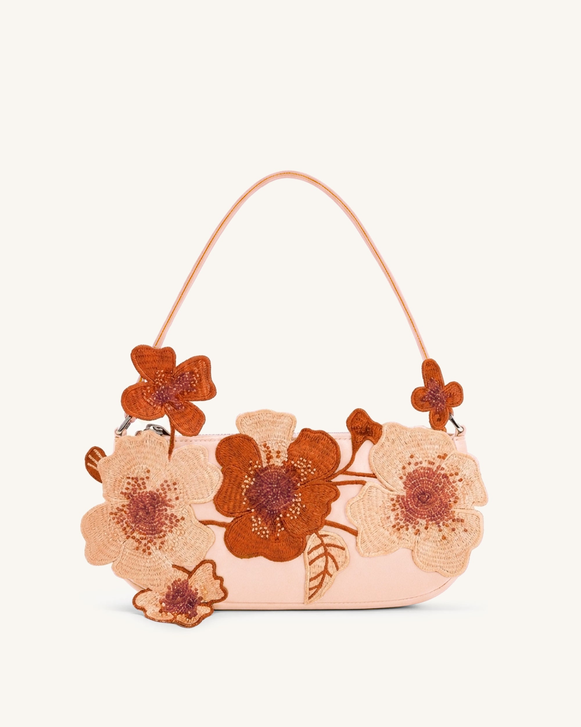 Leona Bead Embellished Shoulder Bag - Light Reddish Brown