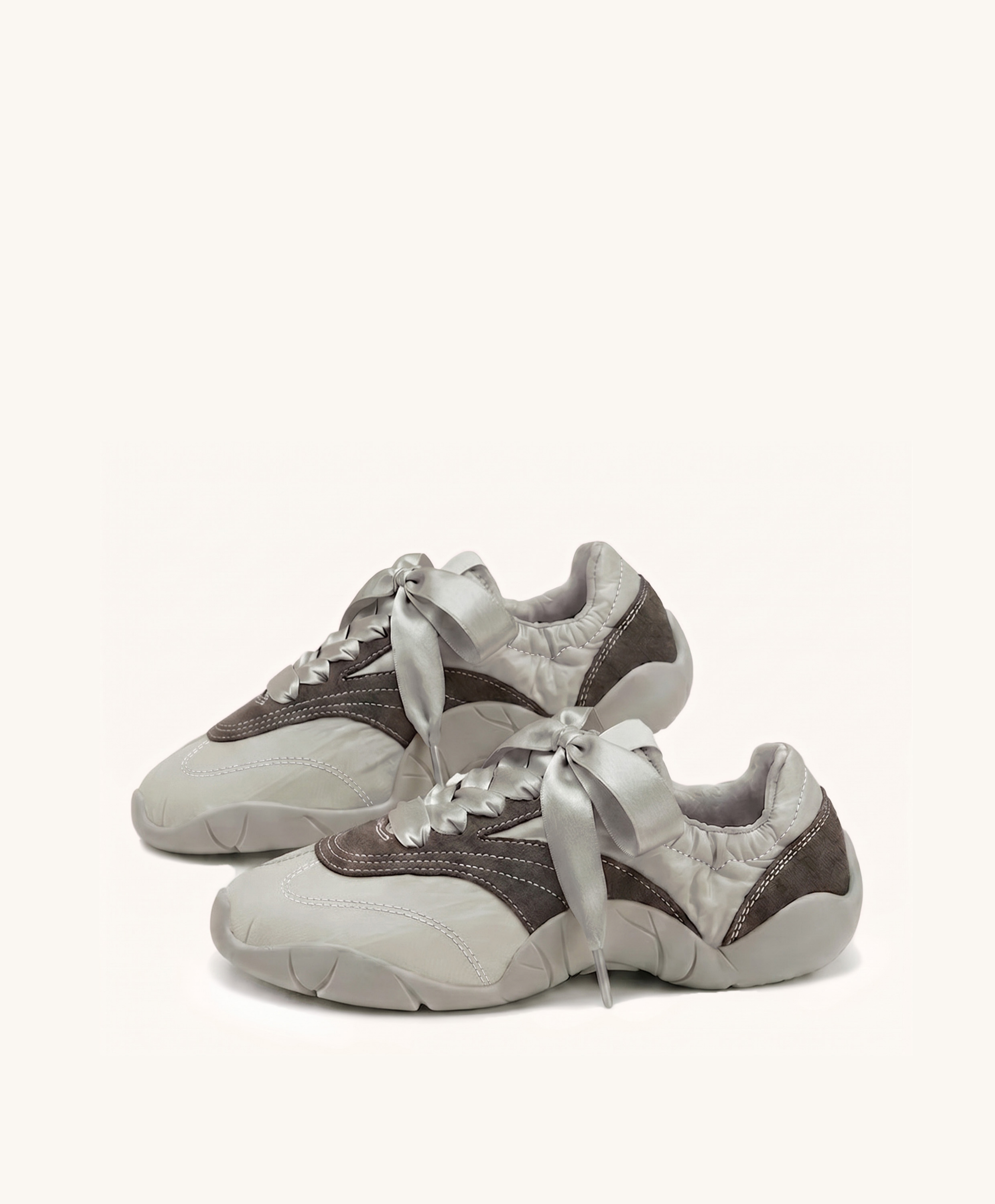 Flavia Ribbon Lace Ballerina Sneakers - Light Grey Taupe