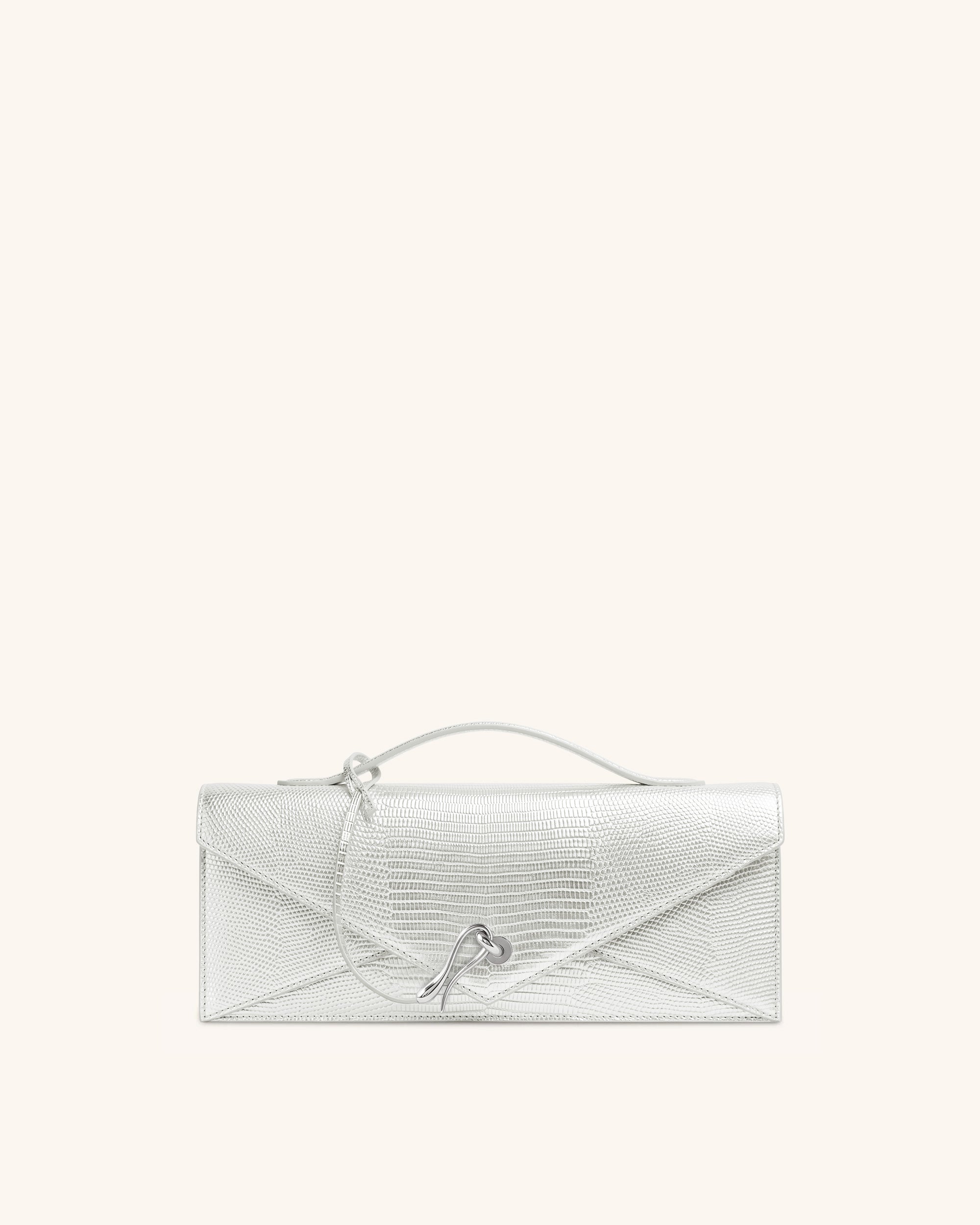 Celeste Envelope Top Handle Bag - Silver Lizard Texture | JW PEI