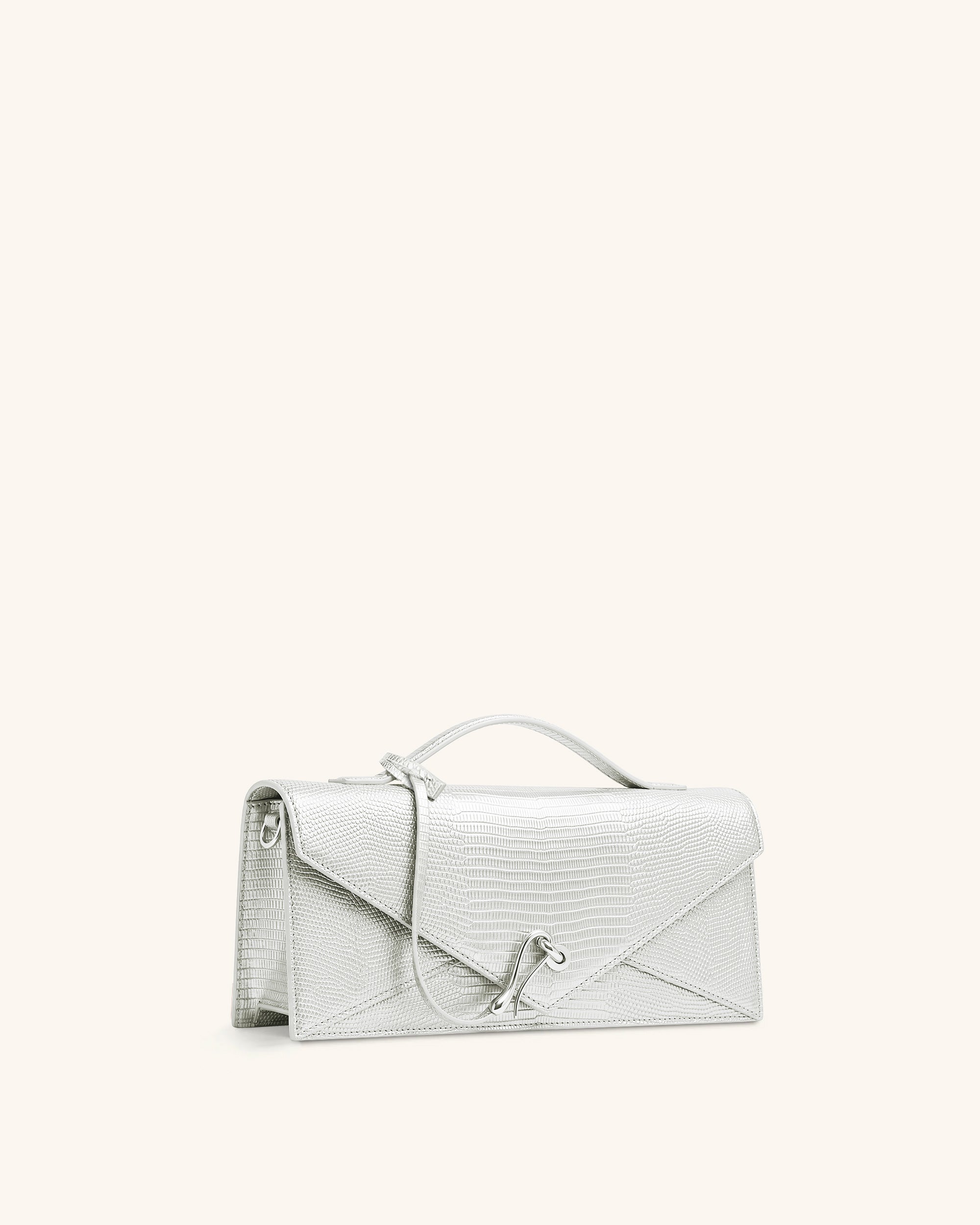 Celeste Envelope Top Handle Bag - Silver Lizard Texture | JW PEI