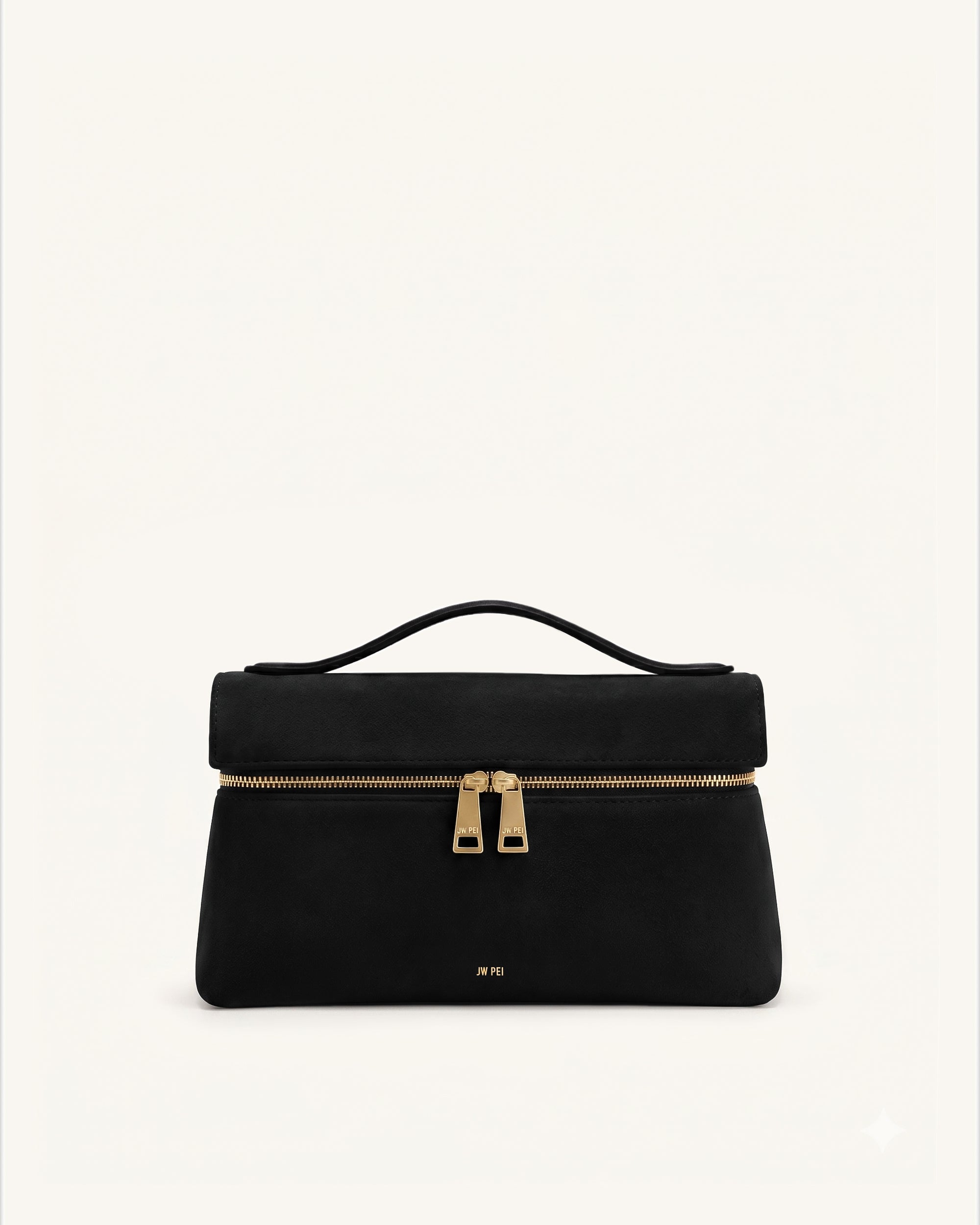 Thea Faux Suede Top Handle Bag - Black