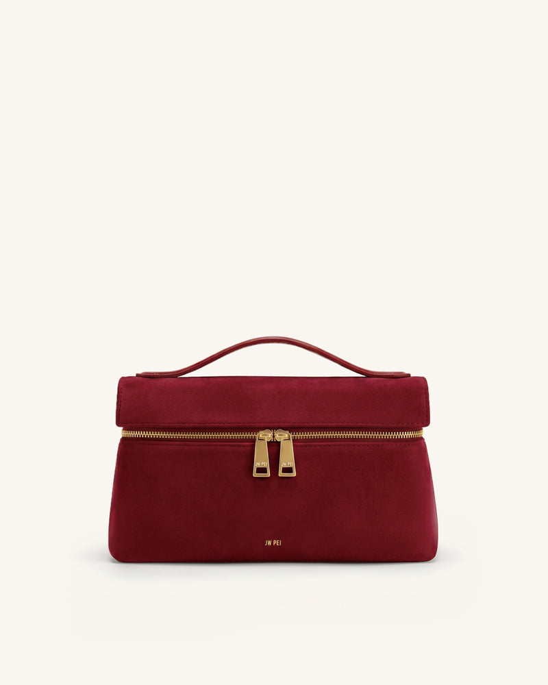 Thea Faux Suede Top Handle Bag - Burgundy