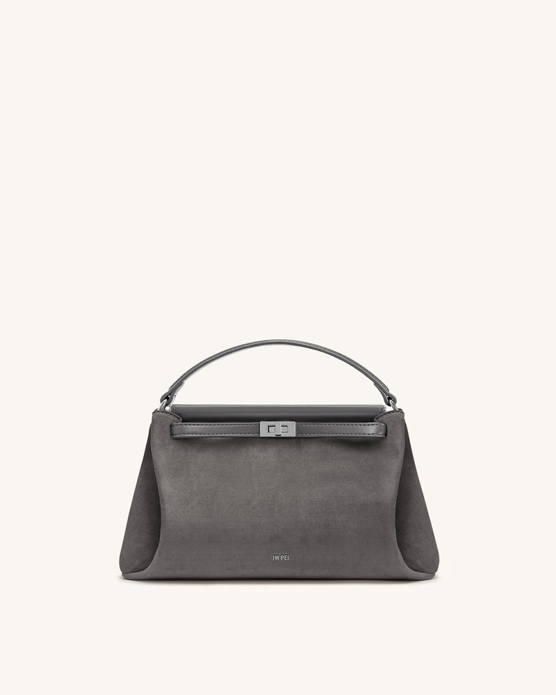 Carmen Faux Suede Top Handle Bag - Dark Gray