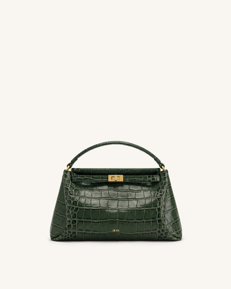 Carmen Top Handle Bag - Forest Green Croc