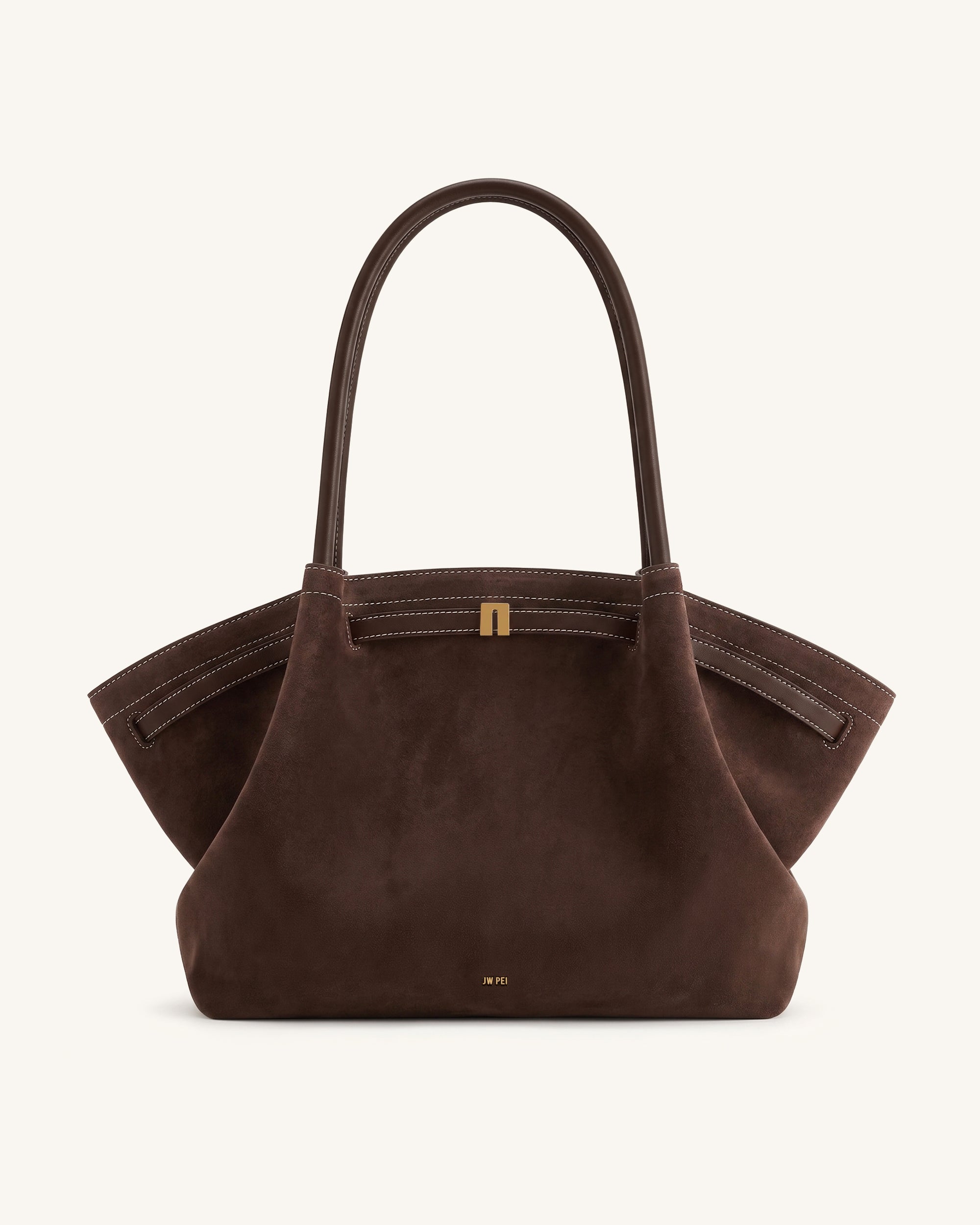 Hana Large Faux Suede Tote Bag - Dark Brown
