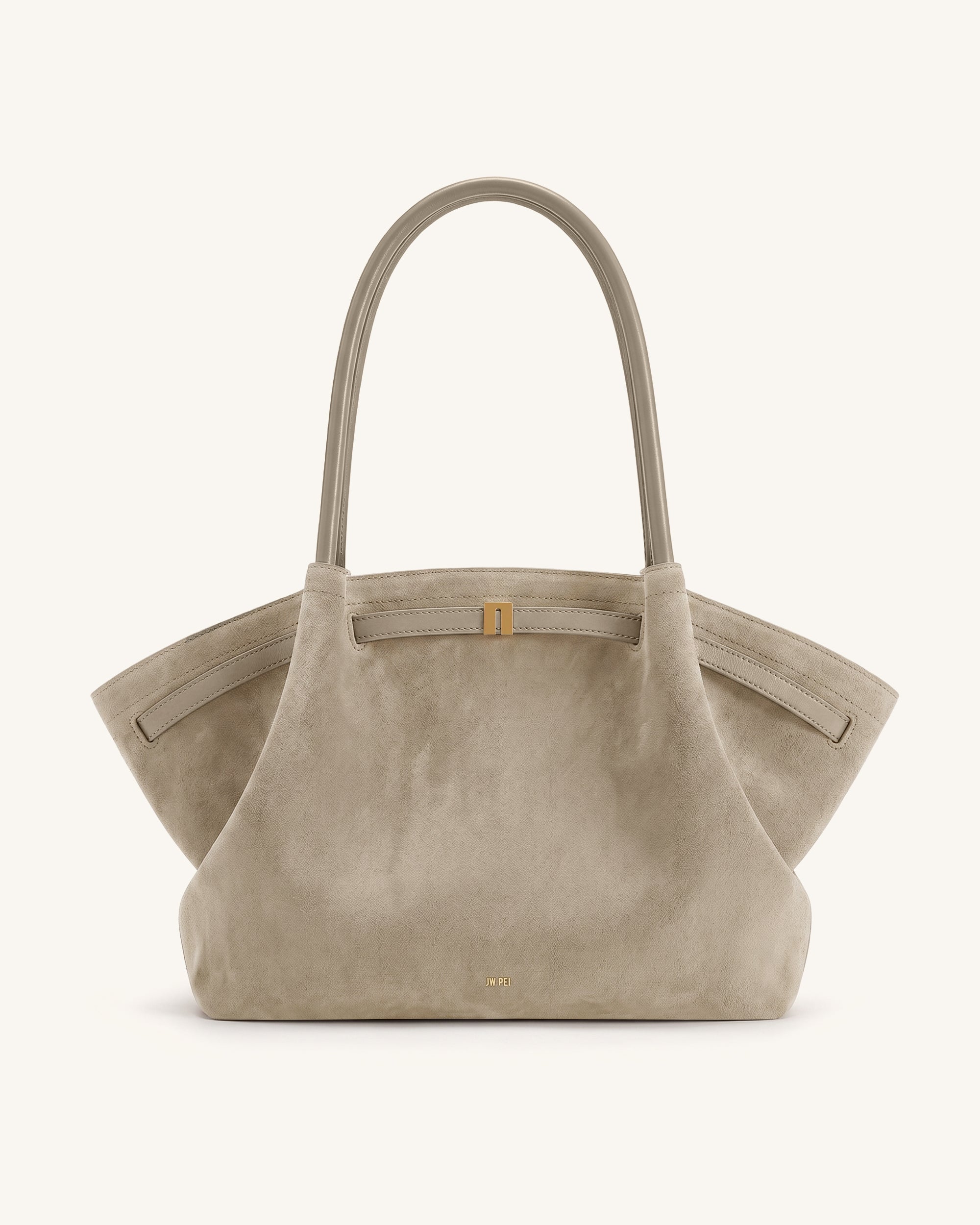 Hana Large Faux Suede Tote Bag - Gray