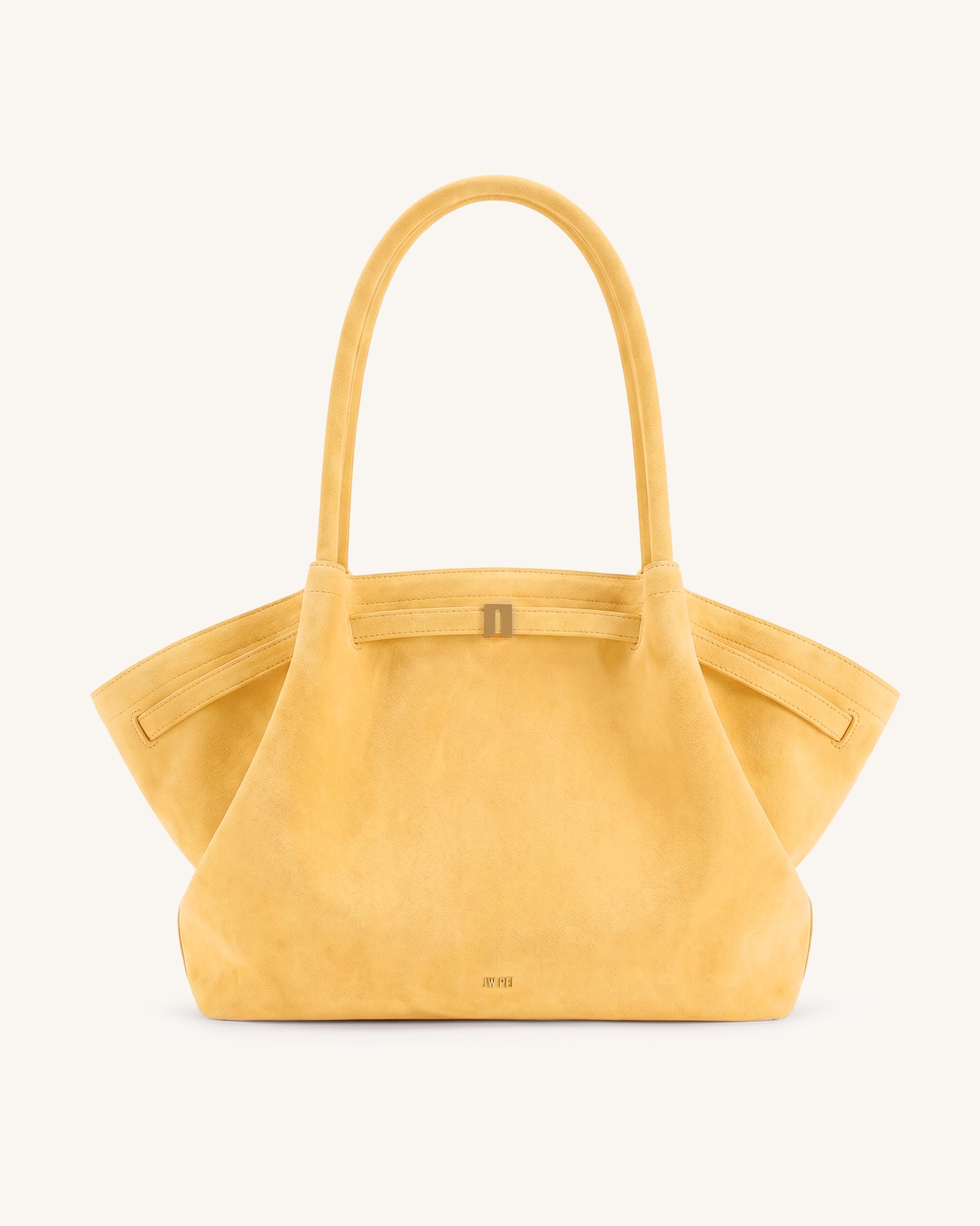 Hana Large Faux Suede Tote Bag - Yellow Orange