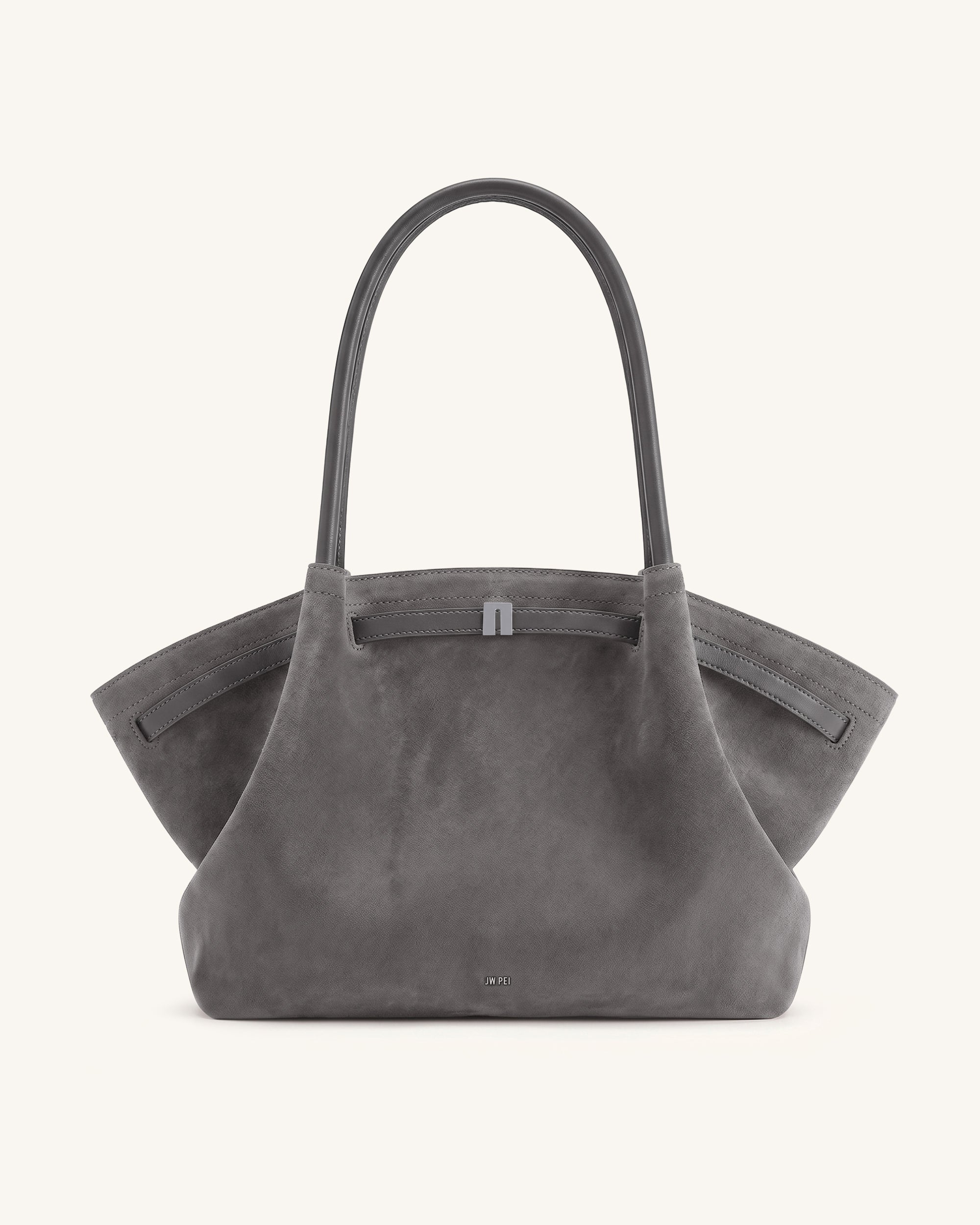 Hana Large Faux Suede Tote Bag - Dark Gray