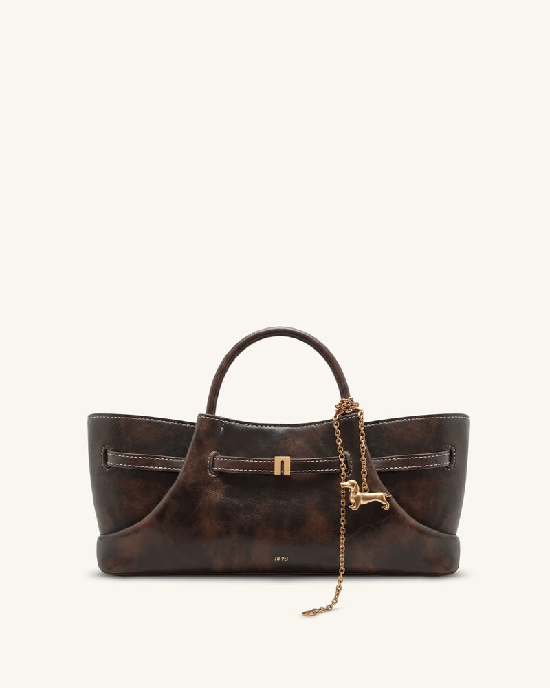 Maeve Dachshund Metal Charm Tote Bag - Deep Coffee