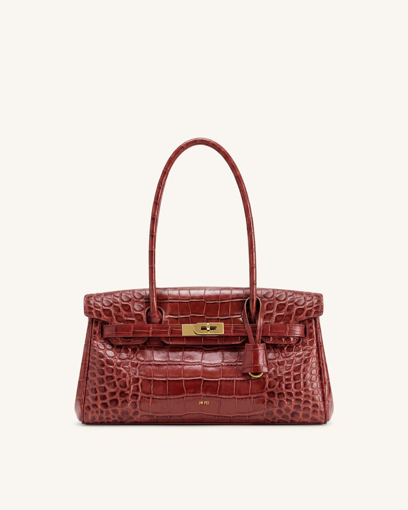 Yara Shoulder Bag - Deep Burgundy Croc