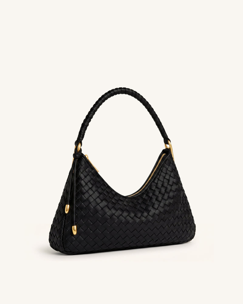 Lorena Woven Shoulder Bag - Black