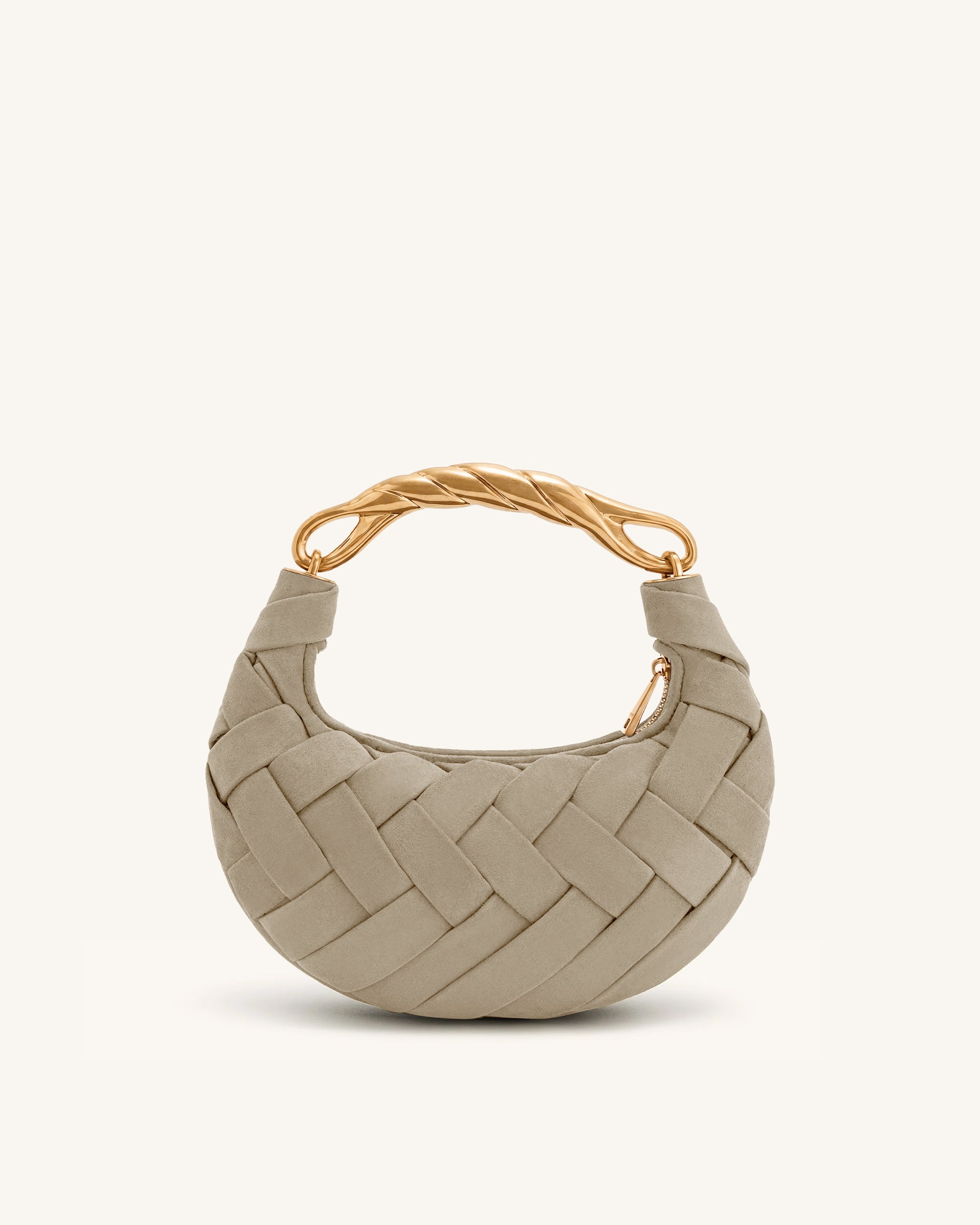 Orla Faux Suede Weave Handbag - Light Gray