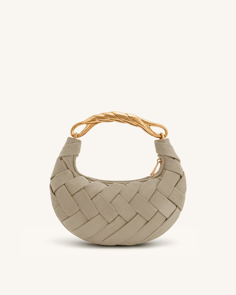 Orla Faux Suede Weave Handbag - Light Gray