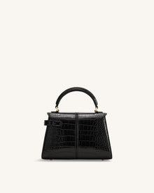 Elise Top Handle Bag - Black Croc
