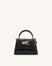 Elise Top Handle Bag - Black Croc