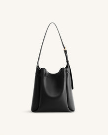 Charlene Double Buckle Hobo Bag - Black