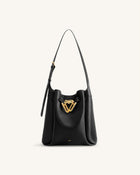 Charlene Double Buckle Hobo Bag - Black