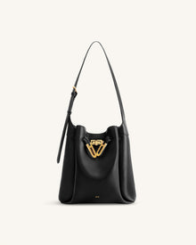 Charlene Double Buckle Hobo Bag - Black
