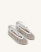 Aurelia Mesh Lace-Up Ballet Flats - White