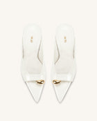 Noemi Pointed-Toe Mule Heels - White
